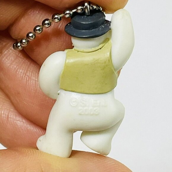 Vintage 2003 Snowman Keychain Dance Happy Jacket Chain Christmas Winter Party - Picture 5 of 9